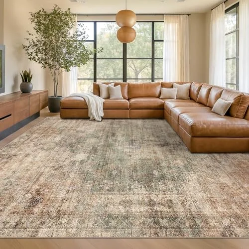 Green Brown, a vintage washable rug by HazoHaus