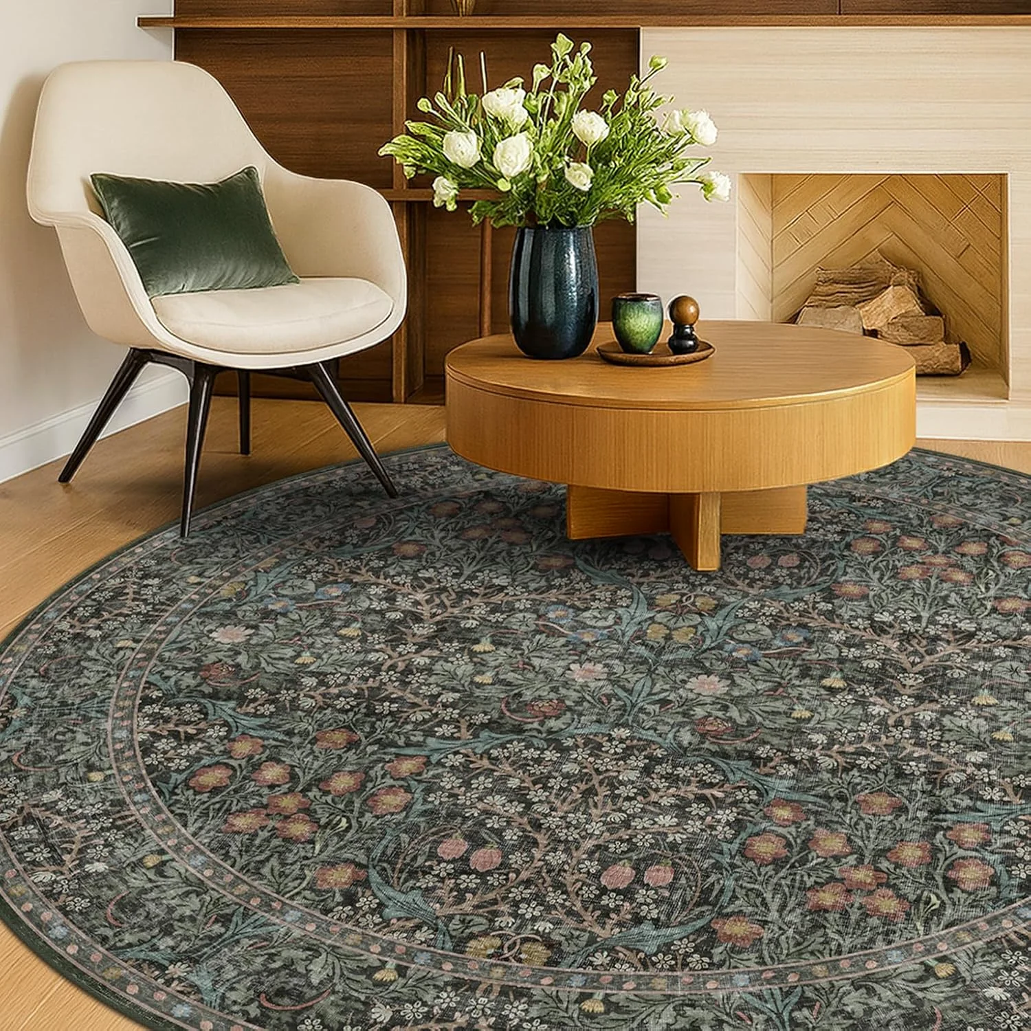 Dark Green / Black, a vintage washable rug by HazoHaus