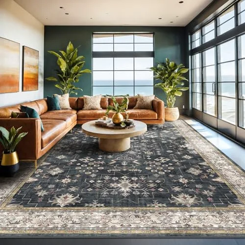 Ashen / Multi, a boho washable rug by HazoHaus