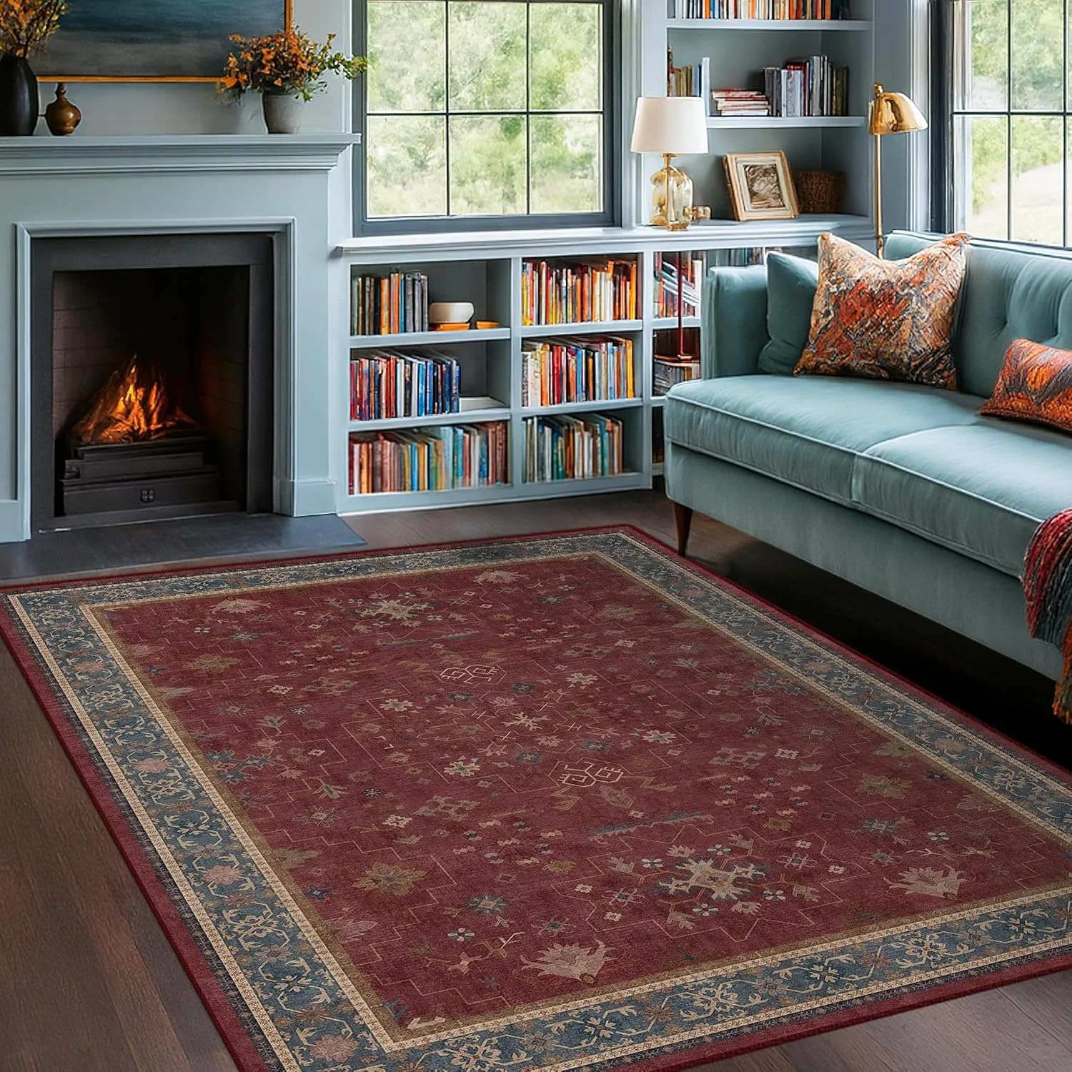 Burgundy, a vintage washable rug by HazoHaus